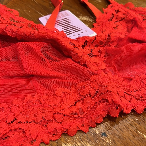 NWT Savage X Fenty Red Bralette size 1X XL L lace mesh - Picture 3 of 5
